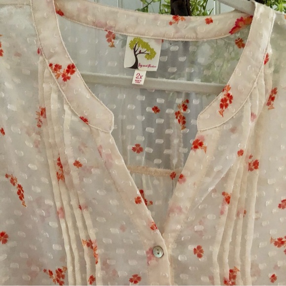 NWT! Fig & Flowers Anthropologie Boho Pheasant Top 2X - Picture 2 of 8